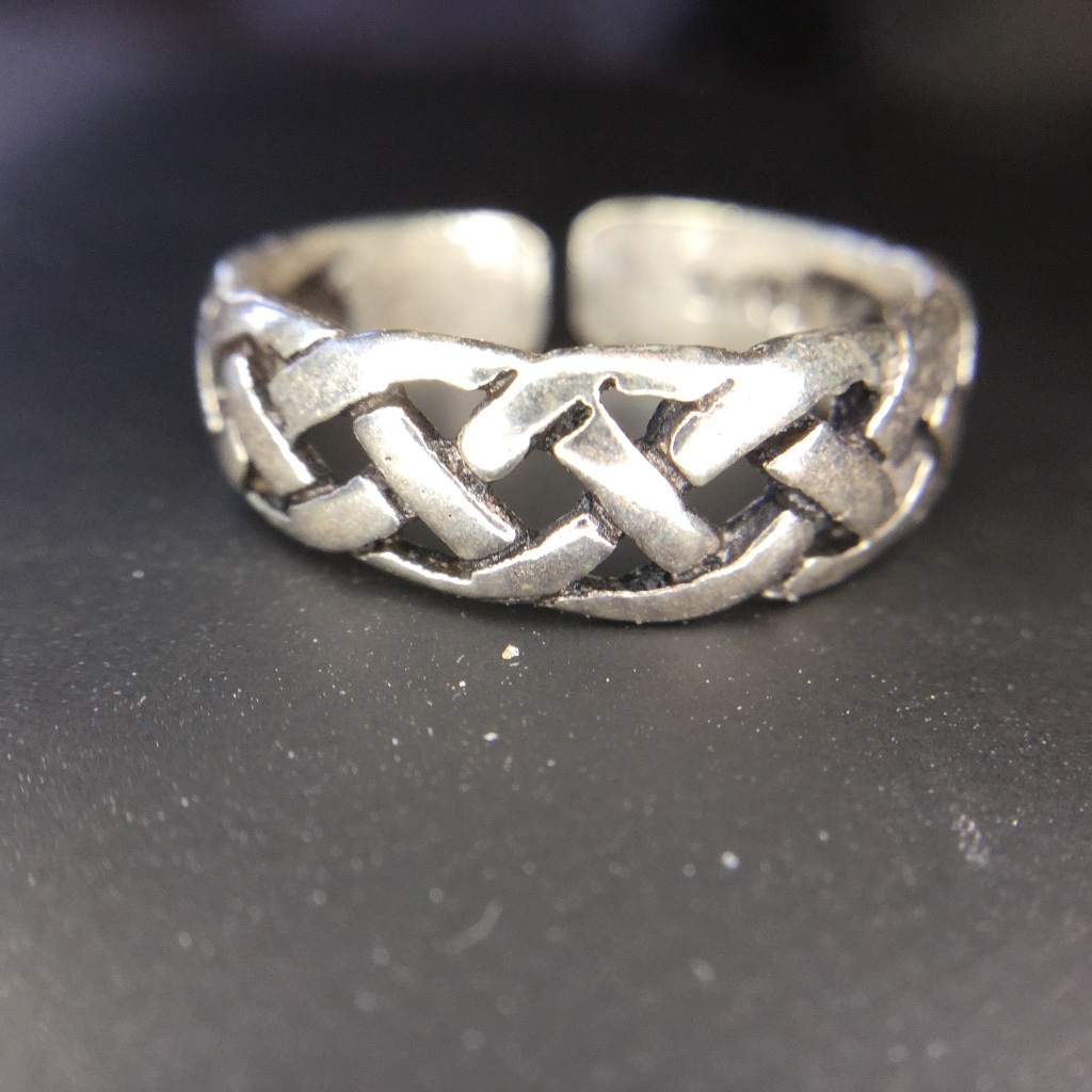 Braided Silver Toe Ring Adjustable